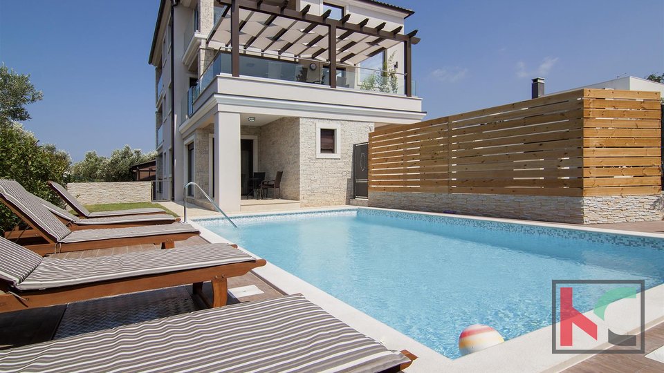 Fazana, Luxusvilla mit Pool, Panoramablick auf den Nationalpark Brijuni