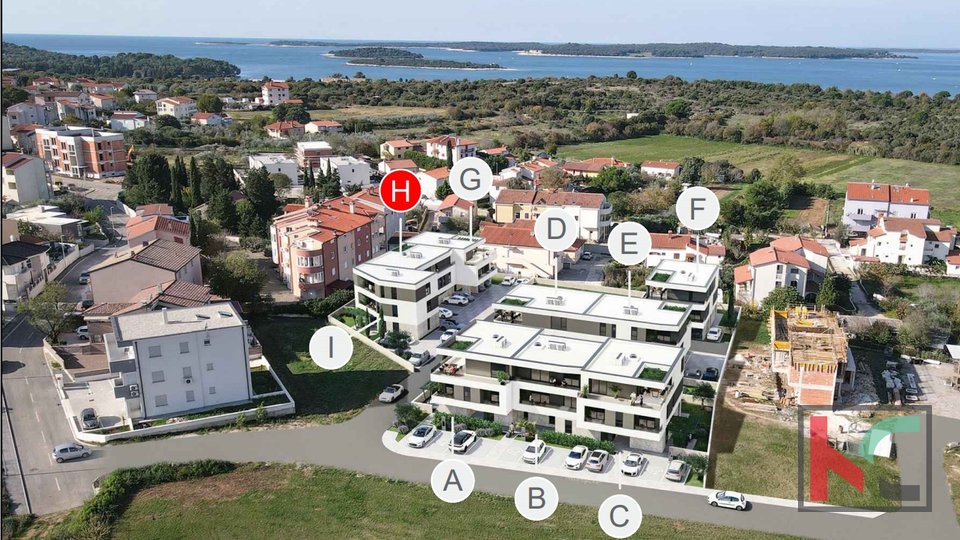 Istria - Pula, Stinjan, two bedroom apartment 69.35 in a modern new building near the sea with a garden