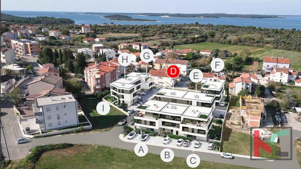 Istria - Pula, Stinjan, two bedroom apartment 67.59 in a modern new building near the sea with a balcony