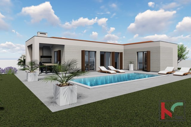 Istria - Barban, bella casa in costruzione con piscina su 952m2 di giardino