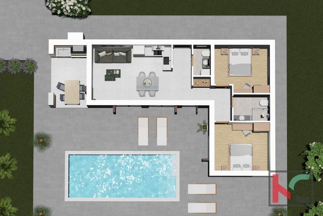 Istrien - Barban, attraktives Haus in einem Neubau mit Schwimmbad auf 952m2 Garten