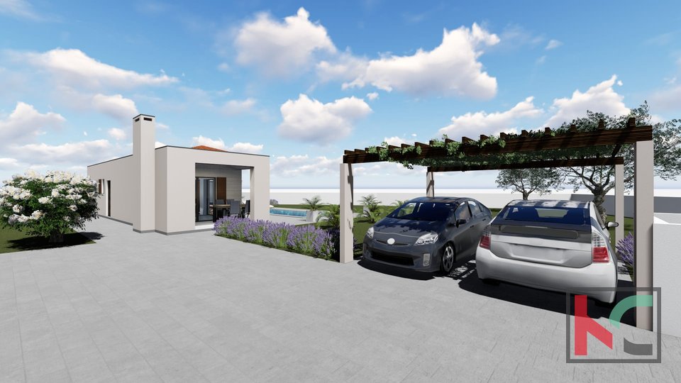 Istria - Barban, attractive house under construction with a swimming pool on 952m2 garden
