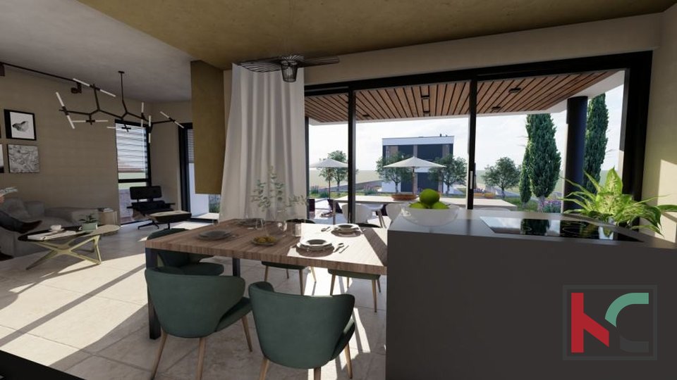 Istra, Vodnjan, moderna obiteljska vila s bazenom na okućnici od 615 m2, pogled more