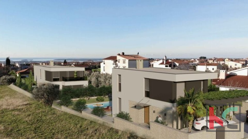 Istrien, Vodnjan, moderne Familienvilla mit Pool auf einem Grundstück von 615 m2, Meerblick