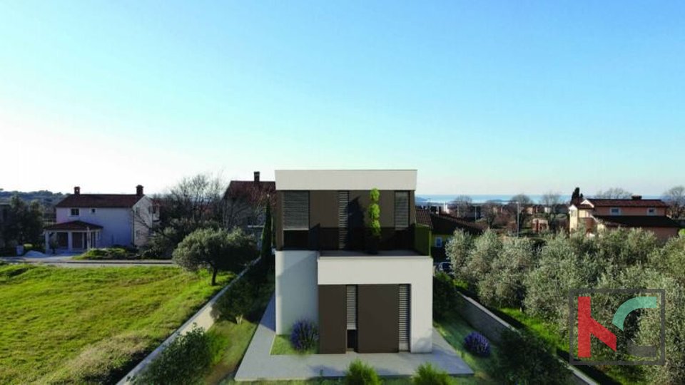 Istria, Vodnjan, modern family villa with pool on a plot of 615 m2, sea view