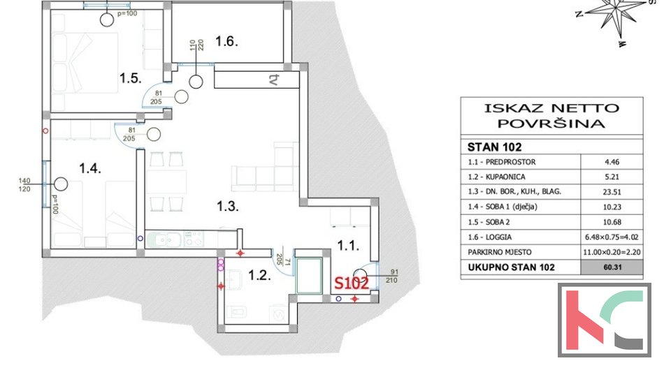 Istria, Peroj, 60.31 m2 three bedroom apartment on the ground floor with garden