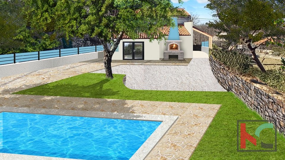 Istria, Svetvincenat, Jursici, casa in pietra ristrutturata con piscina e giardino paesaggistico