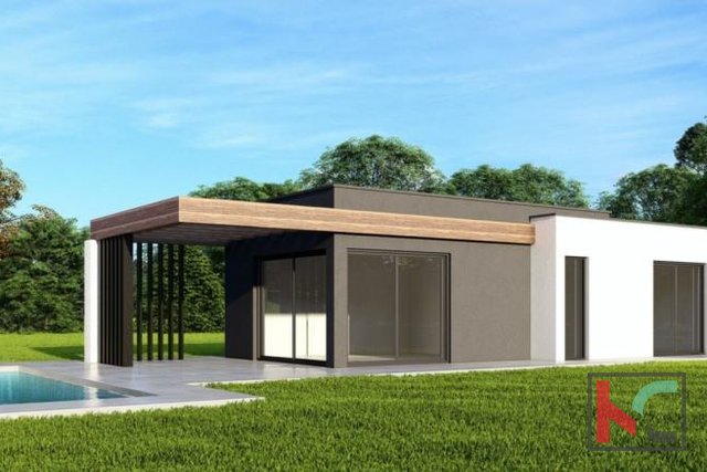 Istria, Sv. Petar u Šumi, modern holiday house 68m2 with swimming pool under construction with landscaped garden
