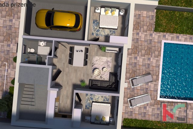 Istra, Medulin, luksuzan stan 86m2 u izgradnji sa bazenom, garaža