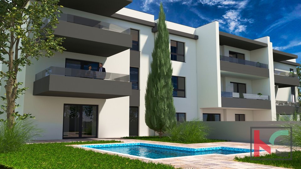 Istria, Medulin, appartamento di lusso 86m2 in costruzione con piscina, garage
