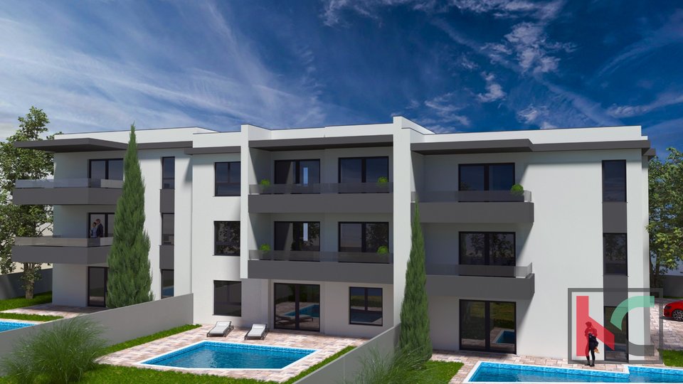 Istria, Medulin, appartamento di lusso 86m2 in costruzione con piscina