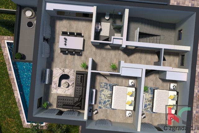 Istra, Medulin, dvosobno stanovanje 89 m2 v novogradnji