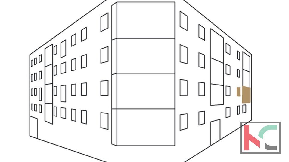 Istra, Pula, center, dvosobno stanovanje 58,96m2 v novogradnji, loggia