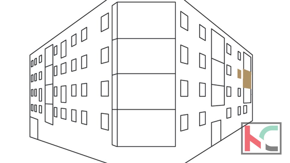 Istra, Pula, center, dvosobno stanovanje 58,96m2 v novogradnji z ložo