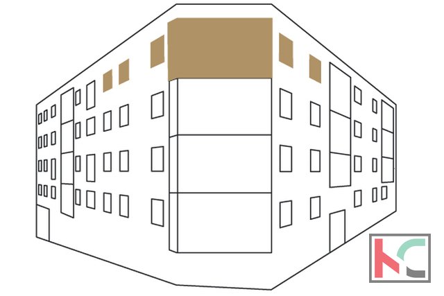 Истрия, Пула, центр, квартира 96.42м2 с тремя спальнями и лоджией, новостройка
