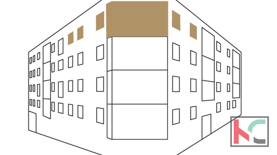 Istra, Pula, center, stanovanje 96,42m2 s tremi spalnicami in ložo, novogradnja