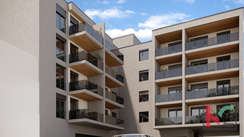 Istria, Pola, centro, appartamento 59.70m2 con due camere da letto e balcone, nuova costruzione