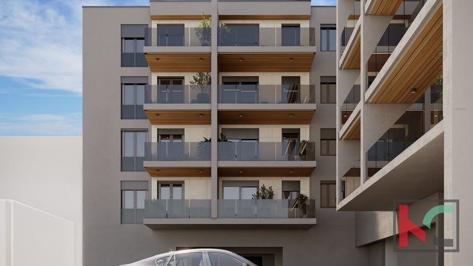 Istra, Pula, center, stanovanje 59,70m2 z dvema spalnicama in balkonom, novogradnja