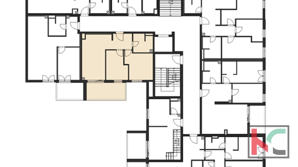 Истрия, Пула, центр, квартира в новом доме, 59.70м2, две спальни и балкон