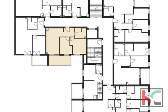 Истра, Пула, центр, стан 59,70м2, две спальни + балкон, новоградня