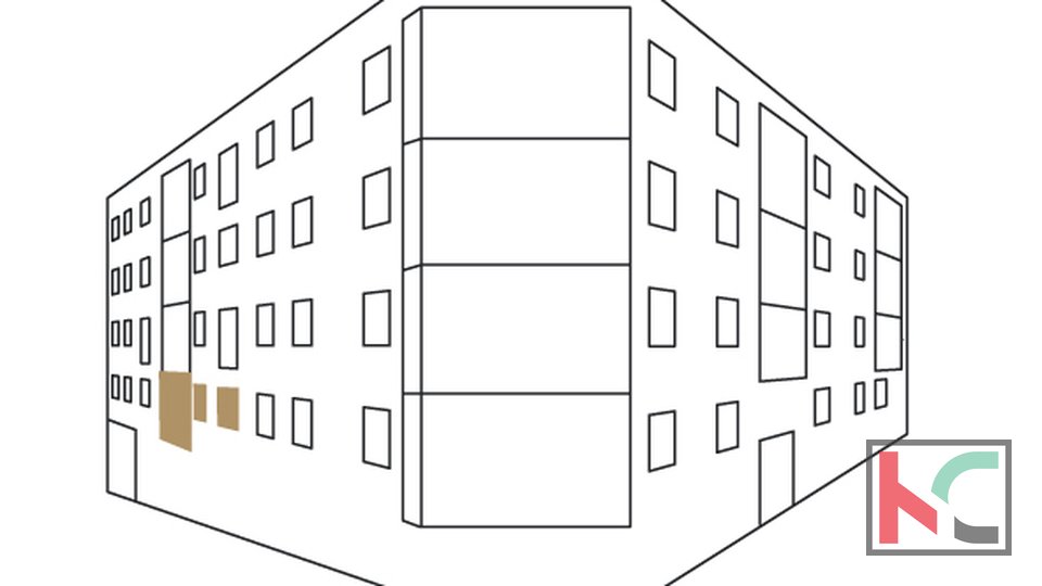 Истрия, Пула, центр, квартира 71.54м2 с двумя спальнями и лоджией, новостройка