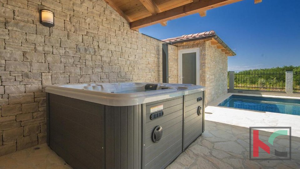 Stone villa in the vicinity of Poreč with a swimming pool and a view of the sea